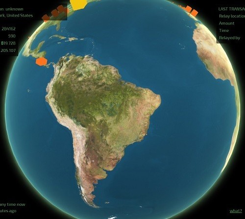 Realtime Bitcoin Globe
